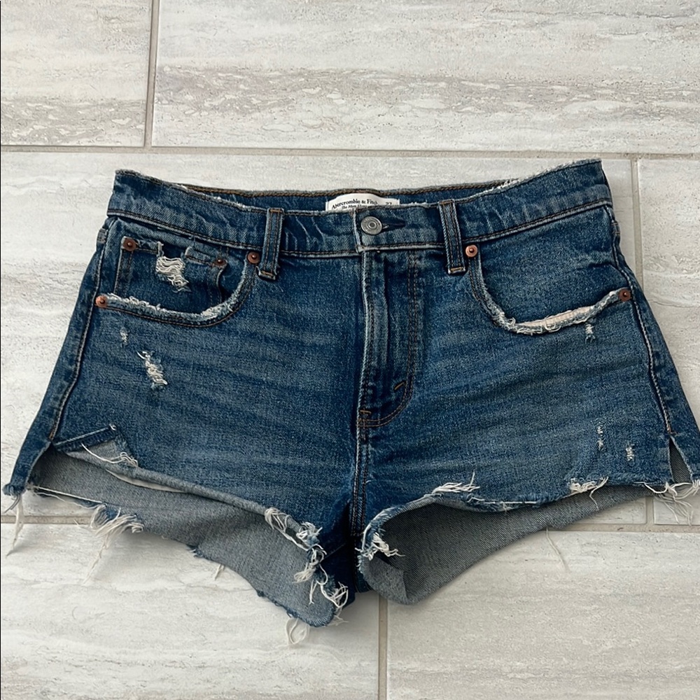 Abercrombie & Fitch Blue Distressed Jean Shorts